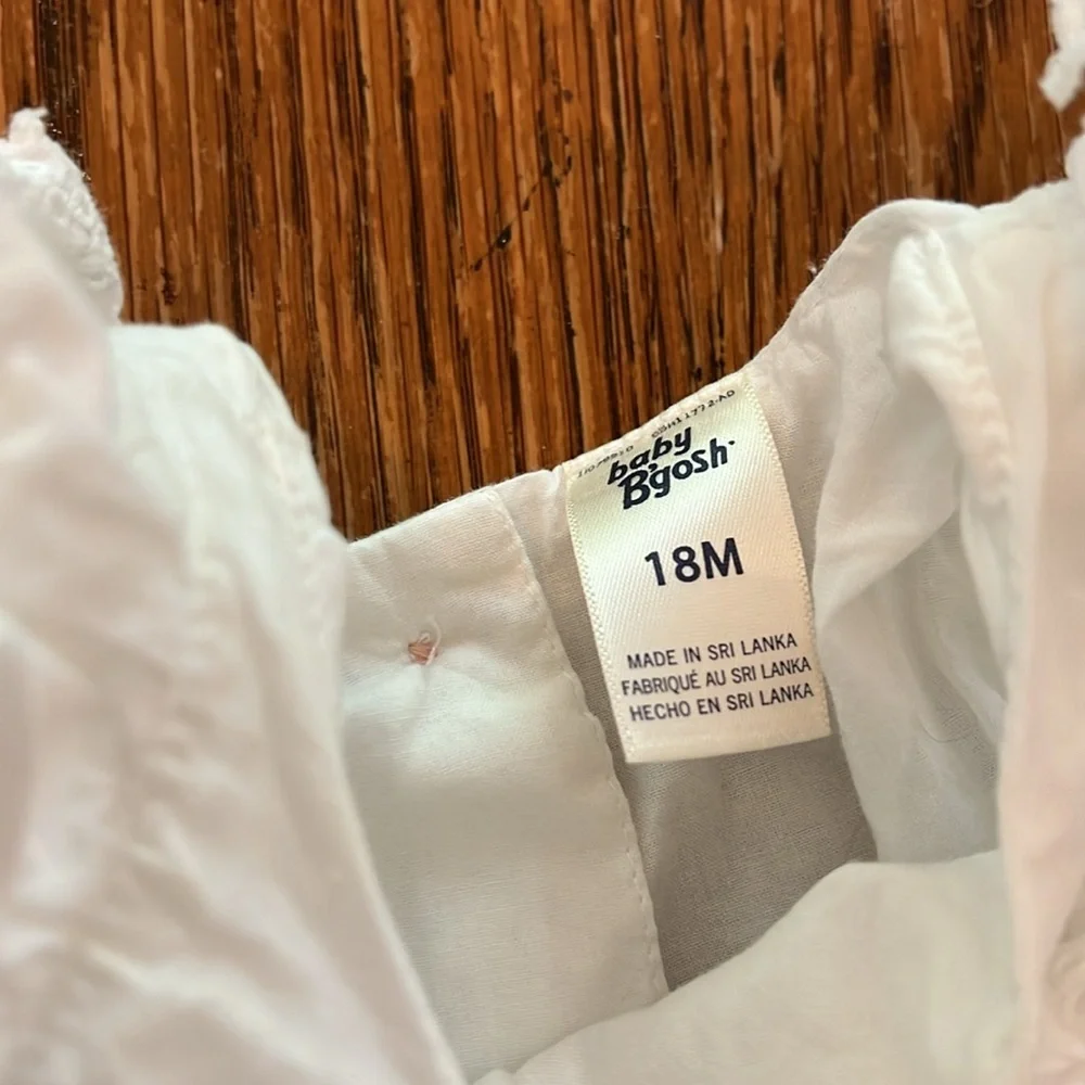 WHITE COTTON EMBROIDERED DRESS - SIZE 18M